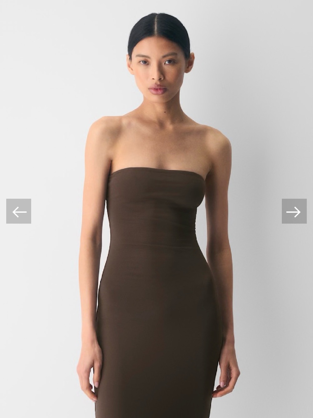 Aritzia Strapless Midi Dress in Dark Brown